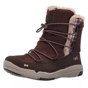 Women’s  RYKA  Aubonne Fashion Brown Faux Fur Plaid Trim Ankle Boot Size 7.5